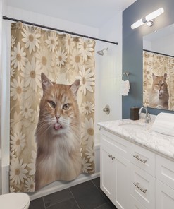 Print Your Pet Shower Curtain With Dogs, Cats And People, Mother'S Day Gift