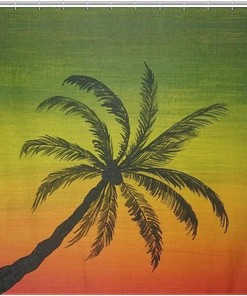 Printed Hawaii Palm Trees Waterproof Shower Curtain For Bathroom