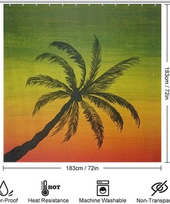 Printed Hawaii Palm Trees Waterproof Shower Curtain For Bathroom