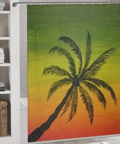 Printed Hawaii Palm Trees Waterproof Shower Curtain For Bathroom
