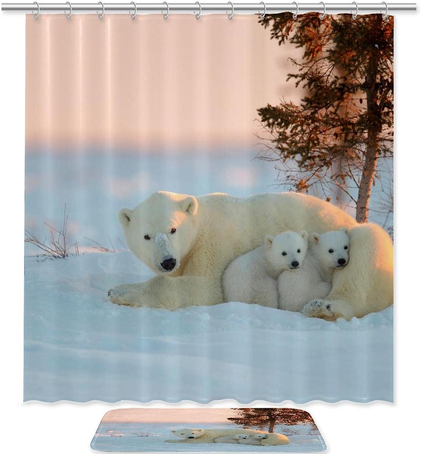 Printed Polar Bear Shower Curtain with a Simple yet Elegant Look