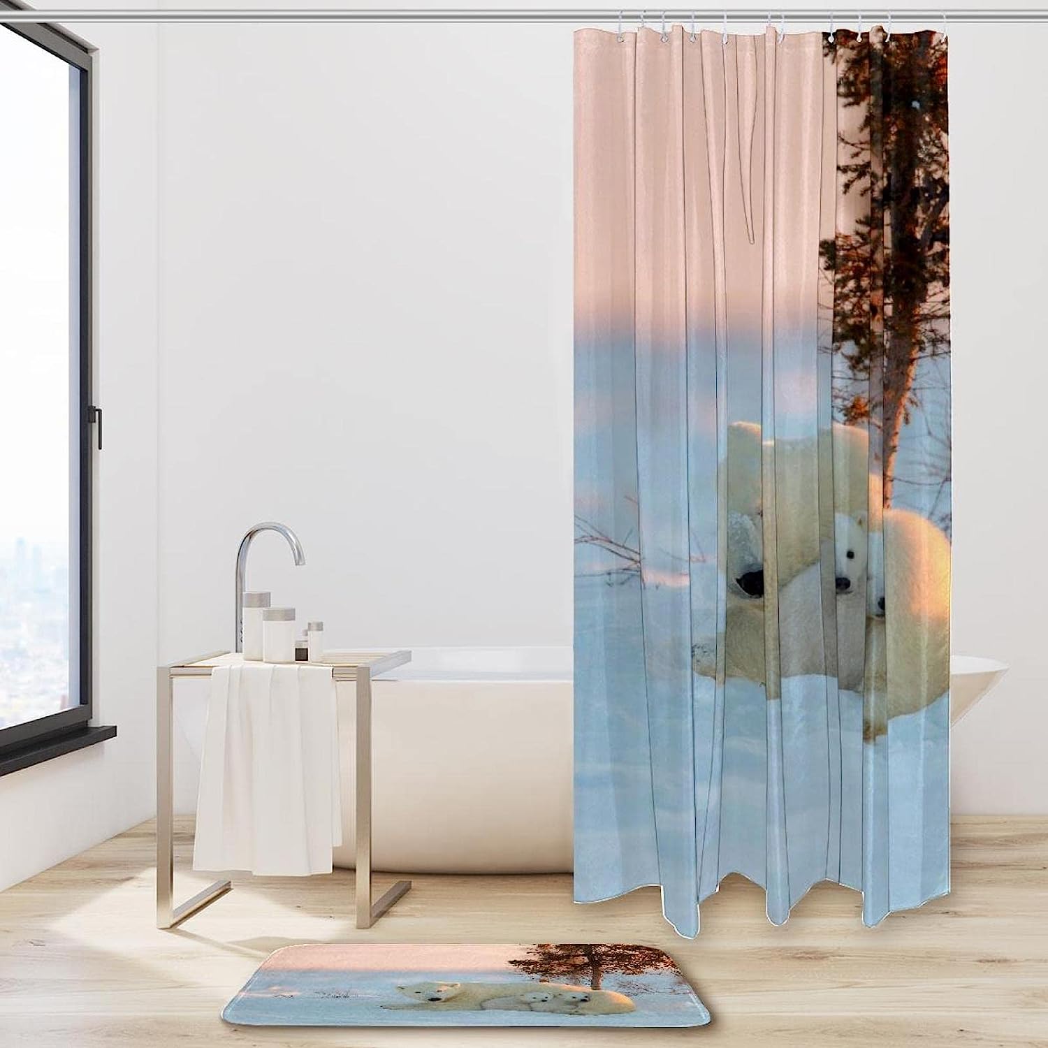 Printed Polar Bear Shower Curtain with a Simple yet Elegant Look