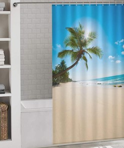 Printed Tropical Beach Hawaii Shower Curtain For Funny Home Decorr