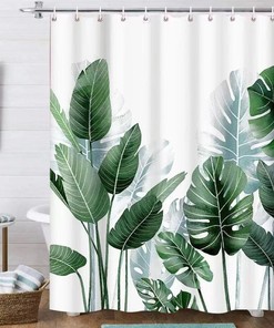 Printed Tropical Leaves Shower Curtain - Vibrant Bathroom Accessory