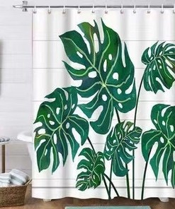 Printed Tropical Leaves Shower Curtain - Vibrant Bathroom Accessory