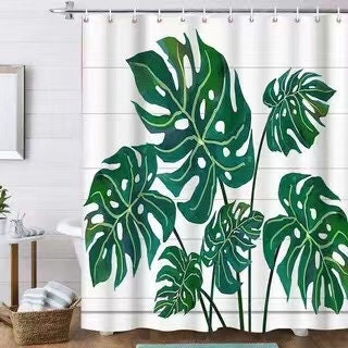 Printed Tropical Leaves Shower Curtain - Vibrant Bathroom Accessory