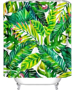 Printed Tropical Leaves Shower Curtain - Vibrant Bathroom Accessory
