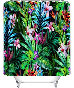 Printed Tropical Leaves Shower Curtain - Vibrant Bathroom Accessory