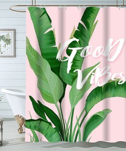 Printed Tropical Palm Leaves Shower Curtain For Your Bathrooms: Vibrant And Colorful