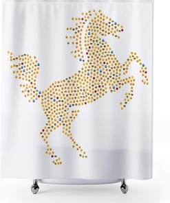 Printify Emoji Horse Shower Curtain for Fun Bathroom Decor 