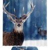 Proud Noble Deer Male in Winter Snow Forest Shower Curtain for Bathroom Decor