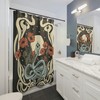 Psychedelic Floral Snake Bathroom Decor Shower Curtain With Celestial Moon
