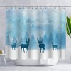 Psychedelic Forest Cedar Pattern Christmas Elk Shower Curtain, Winter Bathroom Decor with Festive Print 