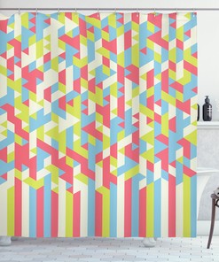 Psychedelic Gradient Geometric Pattern Shower Curtain For Modern Bathroom Decor