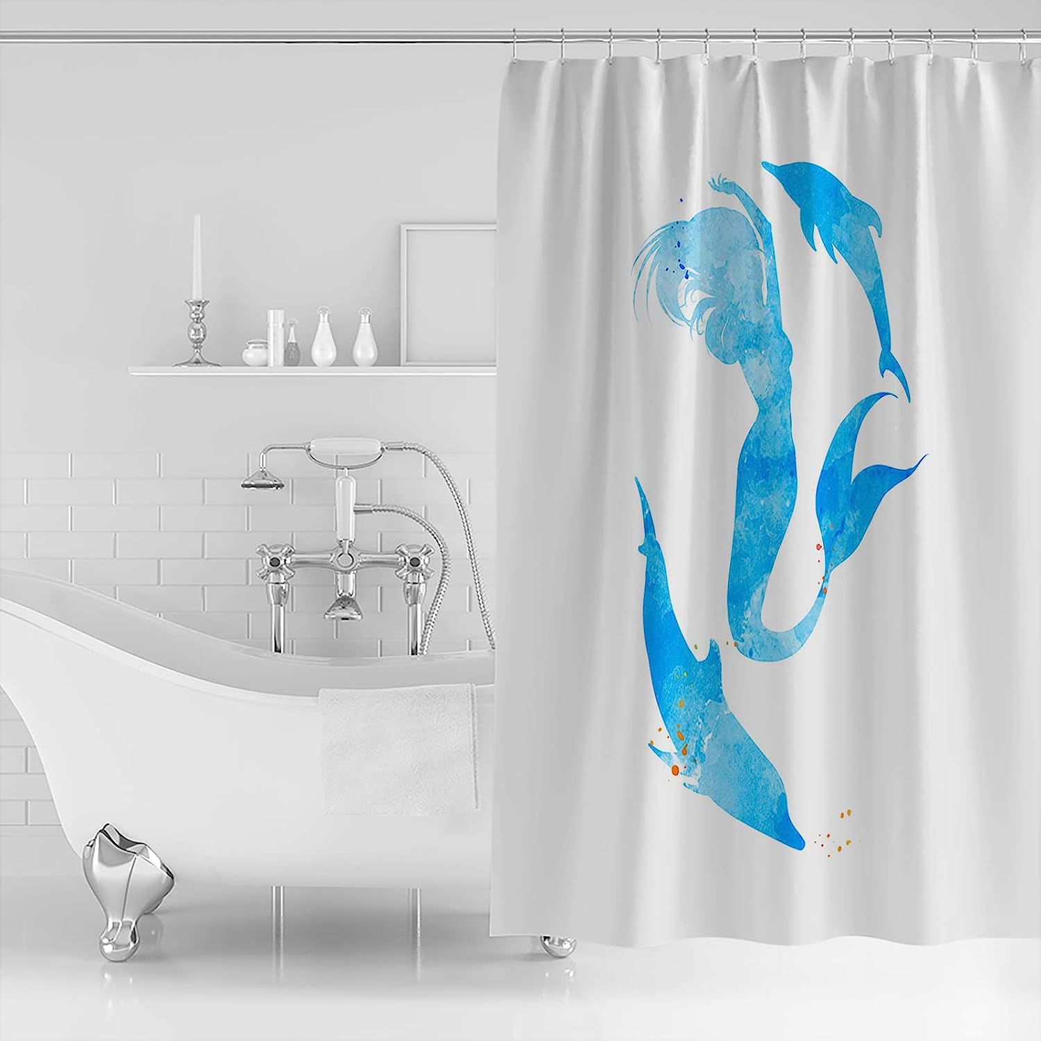 Psychedelic Mermaid Shower Curtain - Bring Your Bathroom to Life - Waterproof Fabric Curtain