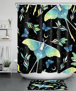 Psychedelic Moth Butterfly Shower Curtain for a Colorful and Artistic Bathroom Look