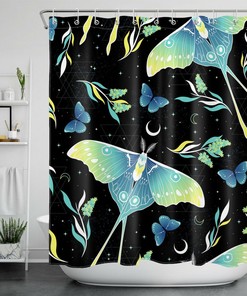 Psychedelic Moth Butterfly Shower Curtain for a Colorful and Artistic Bathroom Look