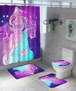 Psychedelic Mushroom Shower Curtain, Artistic Bathroom Decor