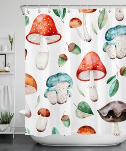 Psychedelic Mushroom Shower Curtain - Natural Wild Plant Bathroom Accessories