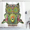 Psychedelic Owl Shower Curtain, Colorful Eye Feather Art Print, Cloth Bathroom Decor