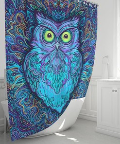 Psychedelic Owl Shower Curtain, For Lovers of Nature and Trippy Art