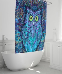 Psychedelic Owl Shower Curtain, For Lovers of Nature and Trippy Art
