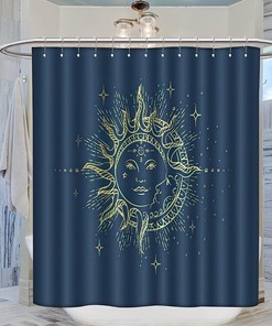 Psychedelic Sun and Moon Mandala Shower Curtain with Traditional Bohemian Hippie Art