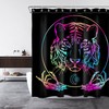 Psychedelic Tiger Head Fabric Shower Curtain With Colorful Hand Design, Ideal Bathroom Accessory.