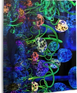 Psychedelic Trippy Mushroom Shower Curtain with 3D Effect Print