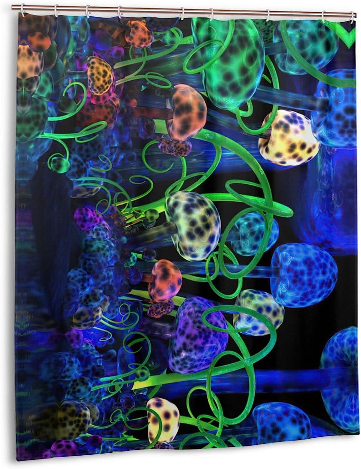 Psychedelic Trippy Mushroom Shower Curtain with 3D Effect Print