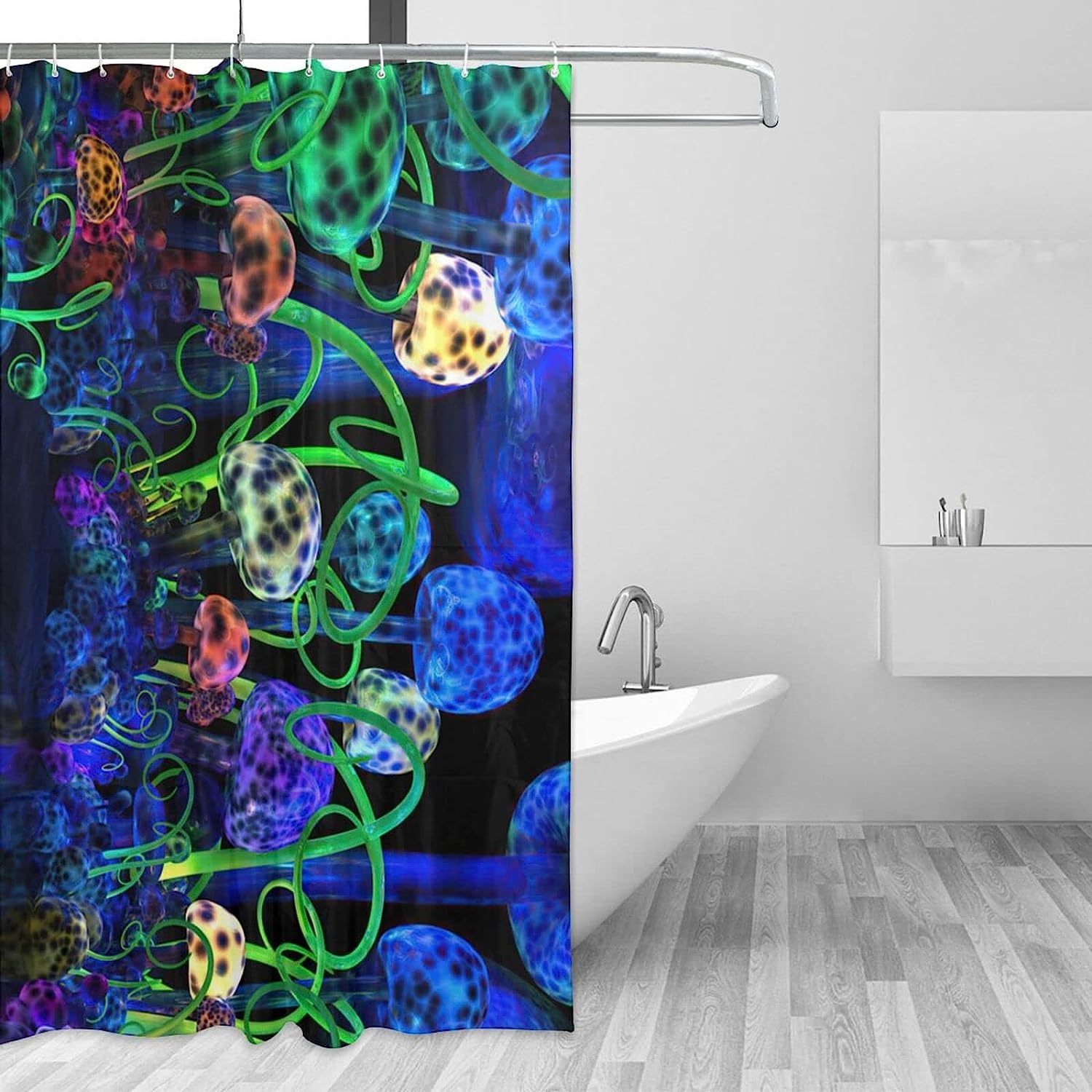 Psychedelic Trippy Mushroom Shower Curtain with 3D Effect Print