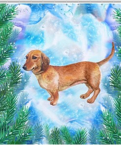Psychedelic Wiener Dog Shower Curtain With Colorful Background