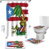 Puerto Rico Flag Frog Lying On Coconut Tree Watercolor Shower Curtain Set, Perfect For A Vibrant Bathroom Makeover