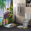 Puerto Rico Flag Frog Vintage Tropical Plant Coconut Tree Print Shower Curtain