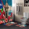 Puerto Rico Flag Frog With Awesome Hibiscus Ocean Coastal Architecture Unique Bathroom Shower Curtain Sets