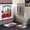 Puerto Rico Flag Truck On Plaid Pattern With Two Frog Vintage Shower Curtains
