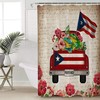 Puerto Rico Truck Frog Watercolor Flowers Puerto Rico Flag Luxury Shower Curtain