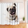 Pug Dog Shower Curtain with Waterproof Fabric for Animal Bathroom Decor