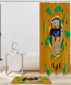Pug Dog With Gangster Style Shower Curtain For A Fun Bathroom Decor