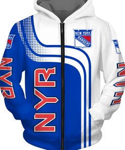 Pullover Gift For Fans - All Over Print Zip Hoodie For New York Rangers