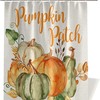 Pumpkin Leaf on Retro Linen Fall Harvest Botanical Bath Shower Curtain