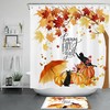 Pumpkin Maple Leaves Black Cat Happy Autumn Shower Curtain For A Seasonal Touch 