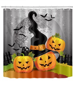 Pumpkin Patterns Shower Curtain For Fall-Themed Bathrooms
