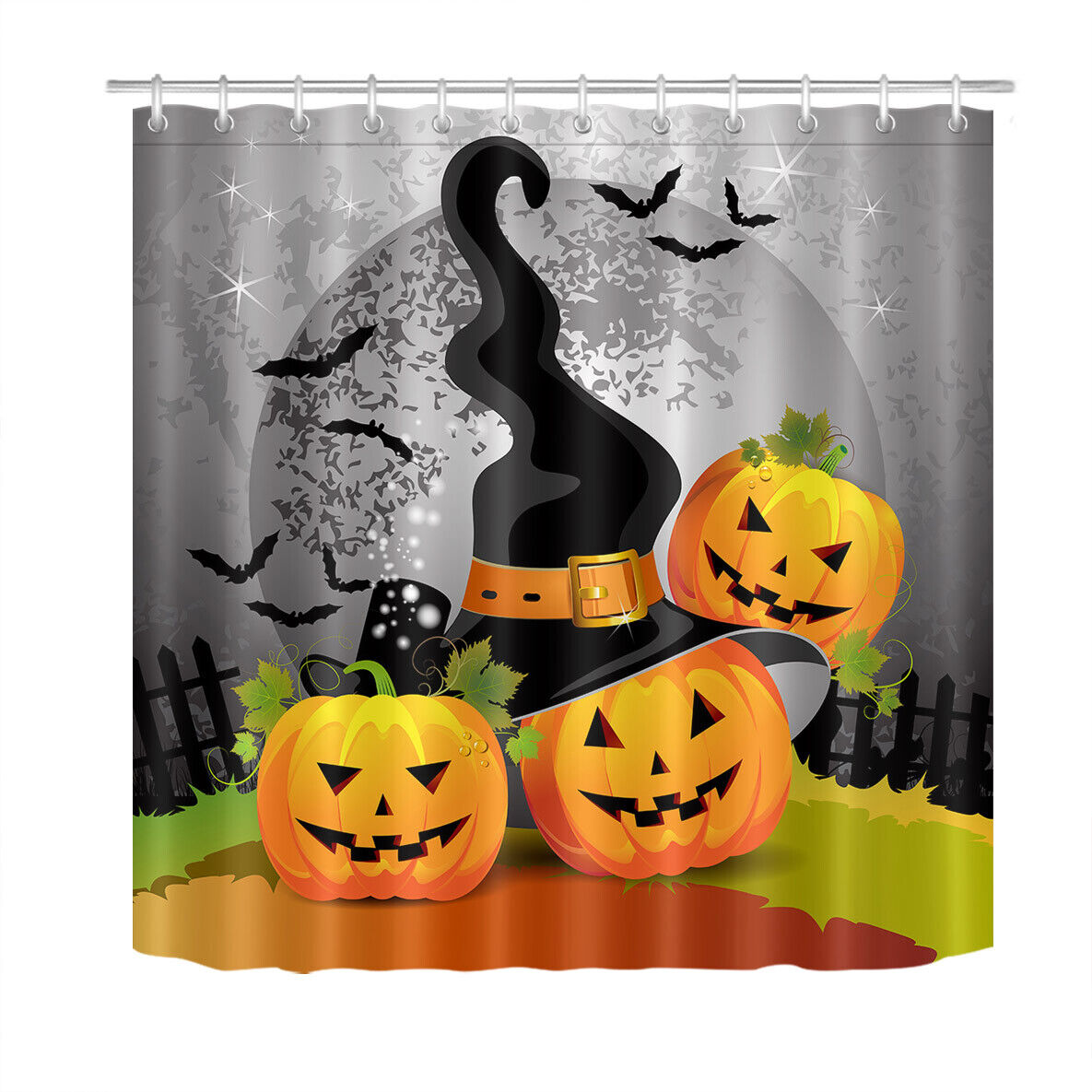 Pumpkin Patterns Shower Curtain For Fall-Themed Bathrooms