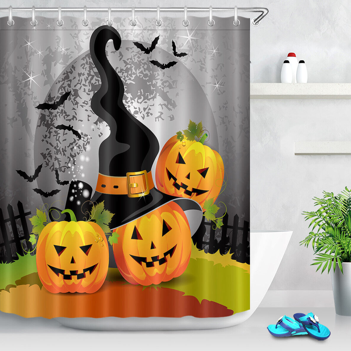Pumpkin Patterns Shower Curtain For Fall-Themed Bathrooms - Image 2