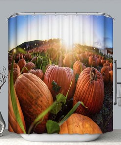Pumpkin Sunset Fabric Shower Curtain With A Flair For Nature