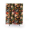 Punk Goth Skeleton Fall Floral Shower Curtain, Halloween Bathroom Decor
