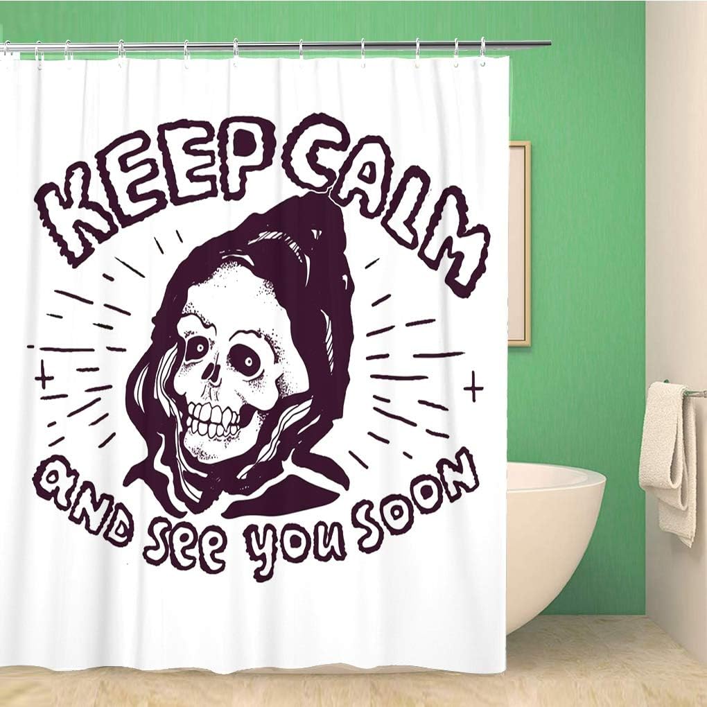 Punk Rock 80S 90S Keep Calm And See Skull Shower Curtain