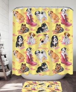 Puppies Shower Curtain - Adorable Dogs Patterns For Bathroom