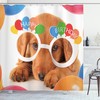 Puppy Dog Birthday Print Animal Shower Curtain For Kids Bathroom
